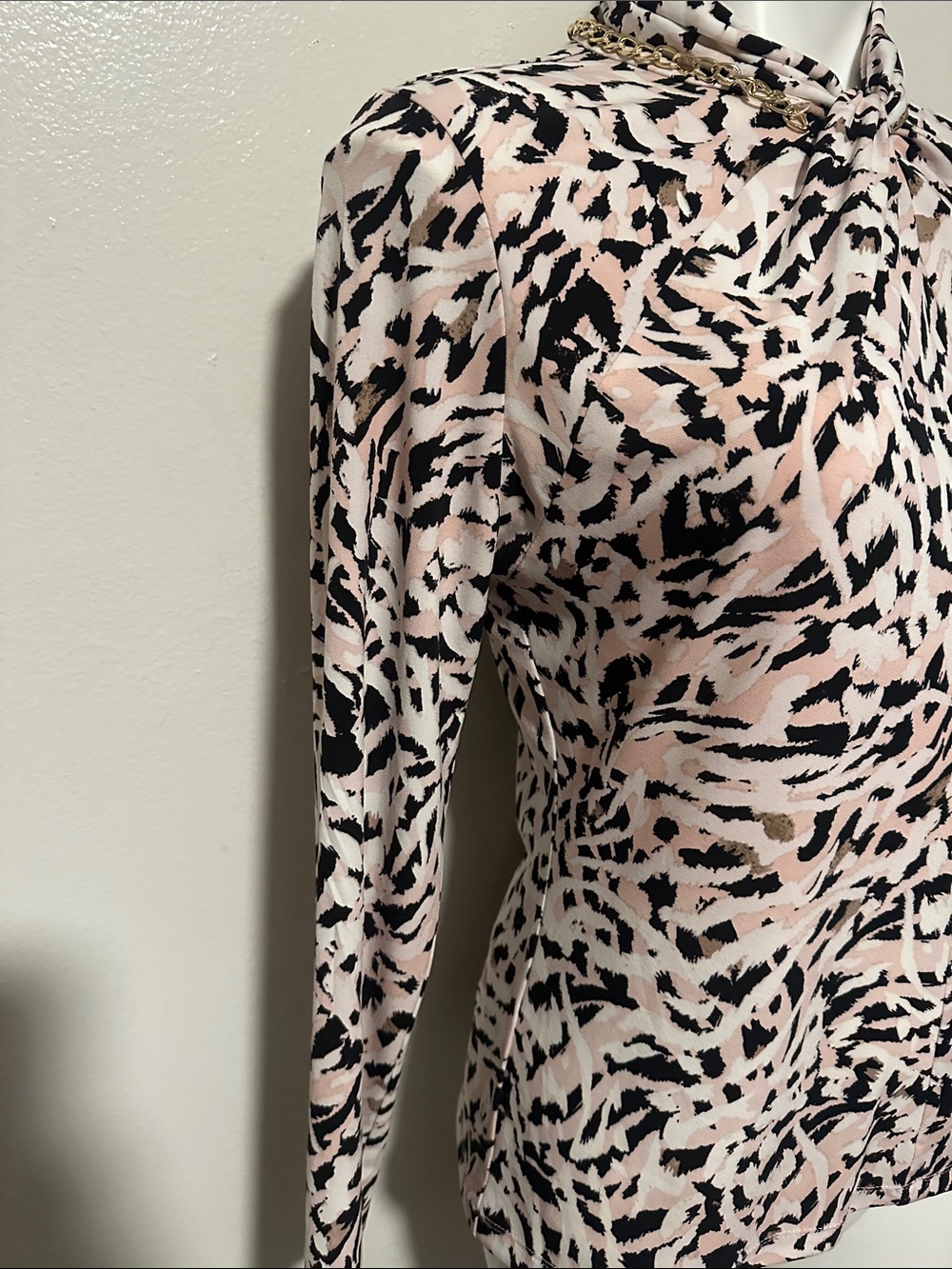 Calvin Klein Pink & Black Abstract Animal-Print Long Sleeve Top - Picture 6 of 6